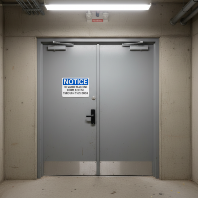Notice Elevator Machine Room Access Through