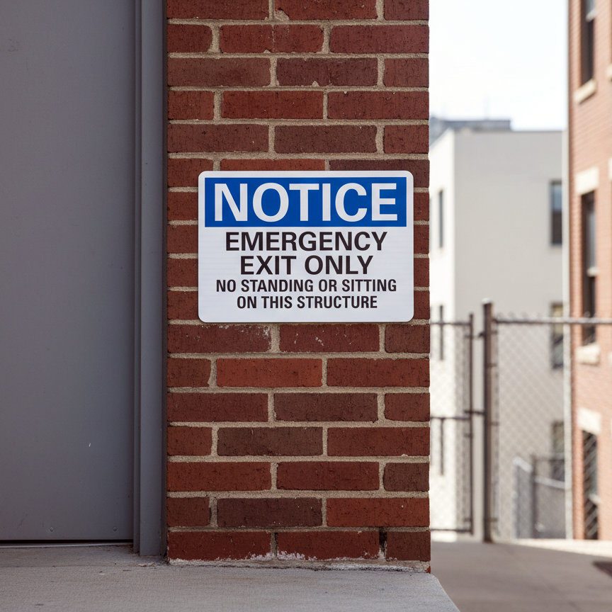 Notice Emergency Exit Only No Standing Or Sitting - Image 2