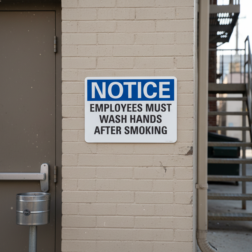 Notice Employees Must Wash Hands After Smoking