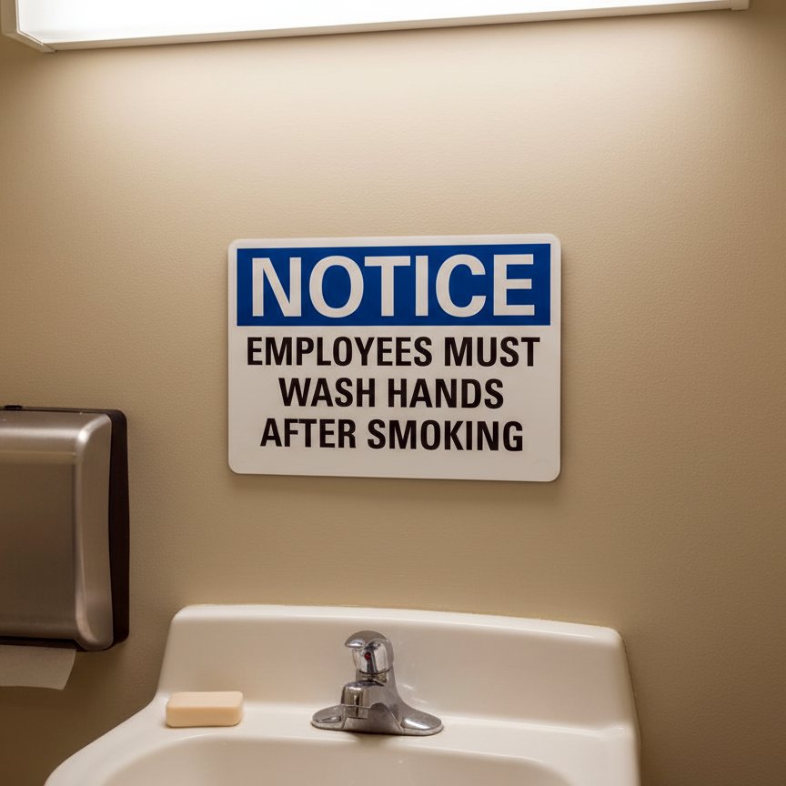 Notice Employees Must Wash Hands After Smoking - Image 2