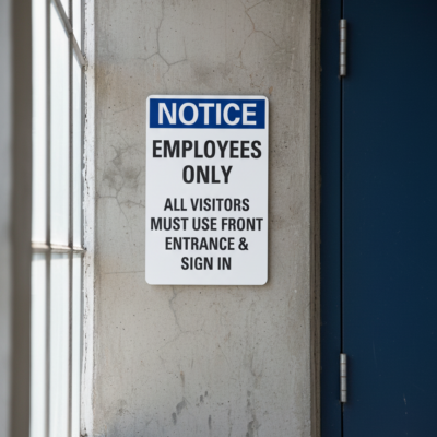 Notice Employees Only All Visitors Must Use