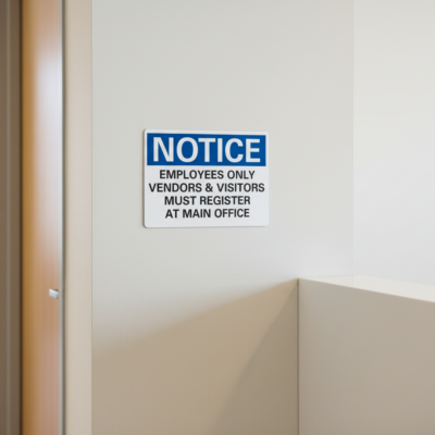 Notice Employees Only Vendors & Visitors Must