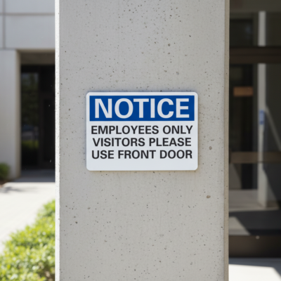 Notice Employees Only Visitors Please