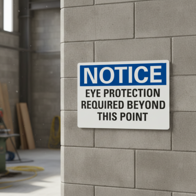 Notice Eye Protection Required Beyond This Point