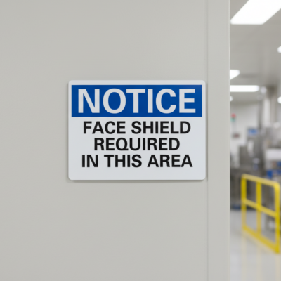 Notice Face Shield Required In This Area