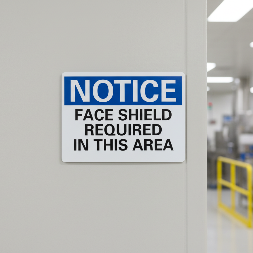 Notice Face Shield Required In This Area