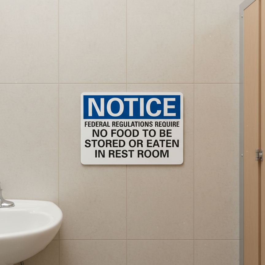 Notice Federal Regulations Require No Food To