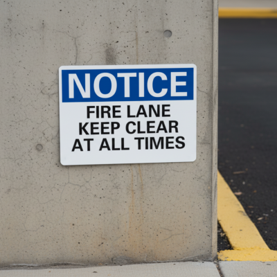 Notice Fire Lane Keep Clear At All Times