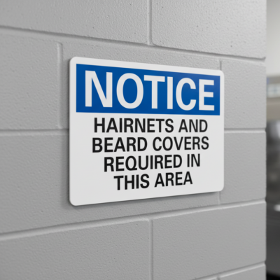 Notice Hairnets And Beard Covers Required In