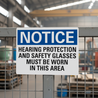 Notice Hearing Protection And Safety Glasses
