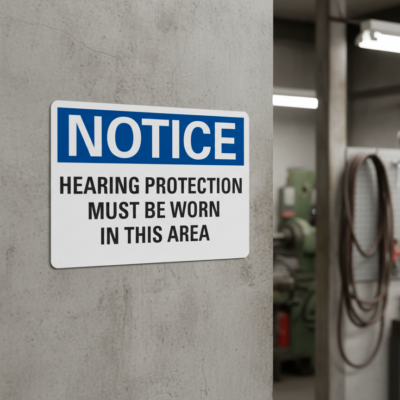 Notice Hearing Protection Must Be Worn In This Area