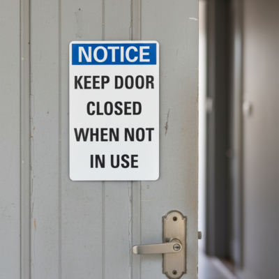 Notice Keep Door Closed When Not In Use