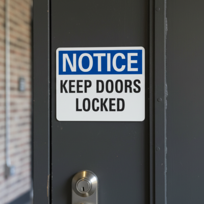 Notice Keep Doors Locked