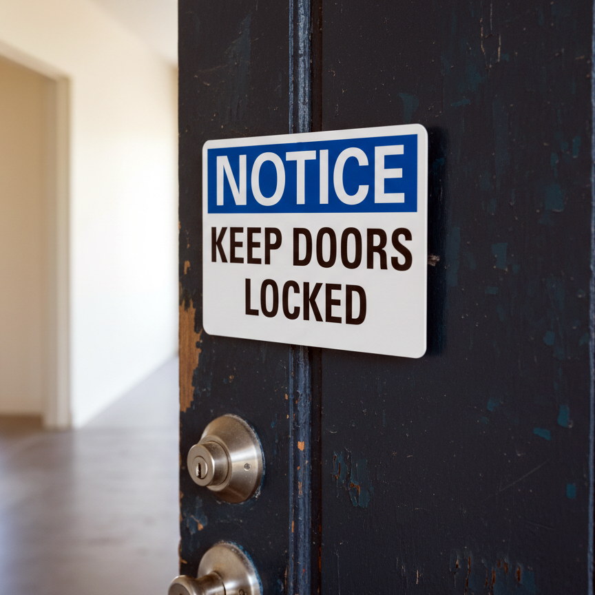 Notice Keep Doors Locked - Image 2