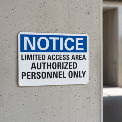 Notice Limited Access Area Authorized