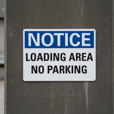 Notice Loading Area No Parking