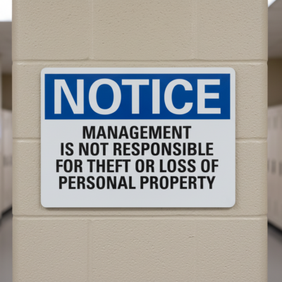 Notice Management Is Not Responsible For Theft