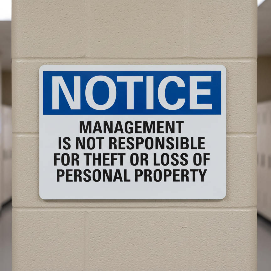 Notice Management Is Not Responsible For Theft