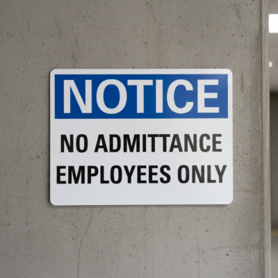 Notice No Admittance Employees Only