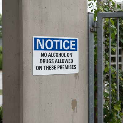 Notice No Alcohol Or Drugs Allowed On These