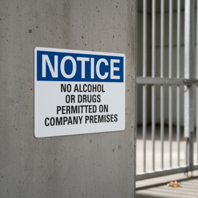 Notice No Alcohol Or Drugs Permitted On Company