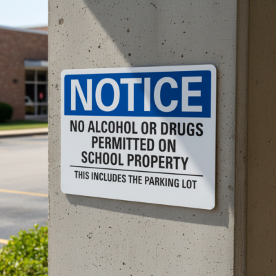 Notice No Alcohol Or Drugs Permitted On School