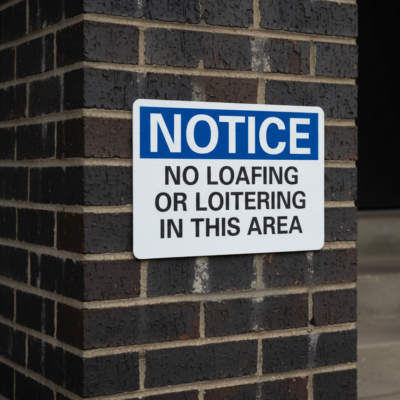Notice No Loafing Or Loitering In This Area