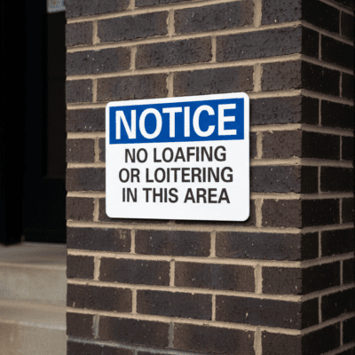 Notice No Loafing Or Loitering In This Area