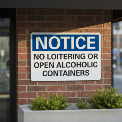 Notice No Loitering Or Open Alcoholic Containers