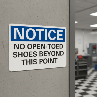 Notice No Open Toed Shoes Beyond This Point