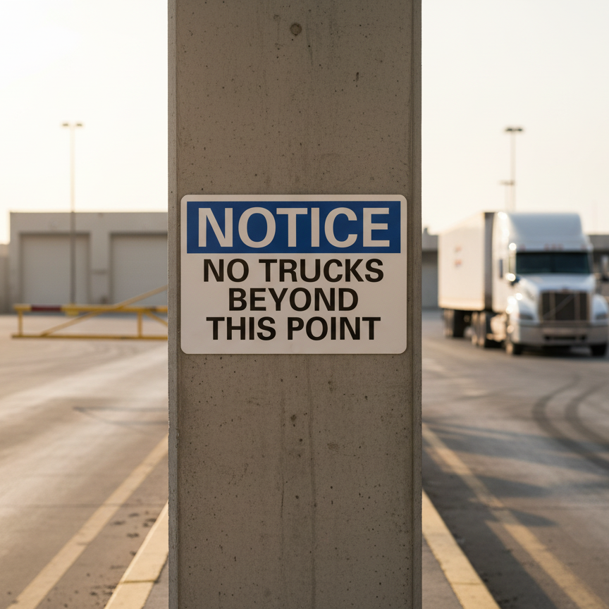 Notice No Trucks Beyond This Point