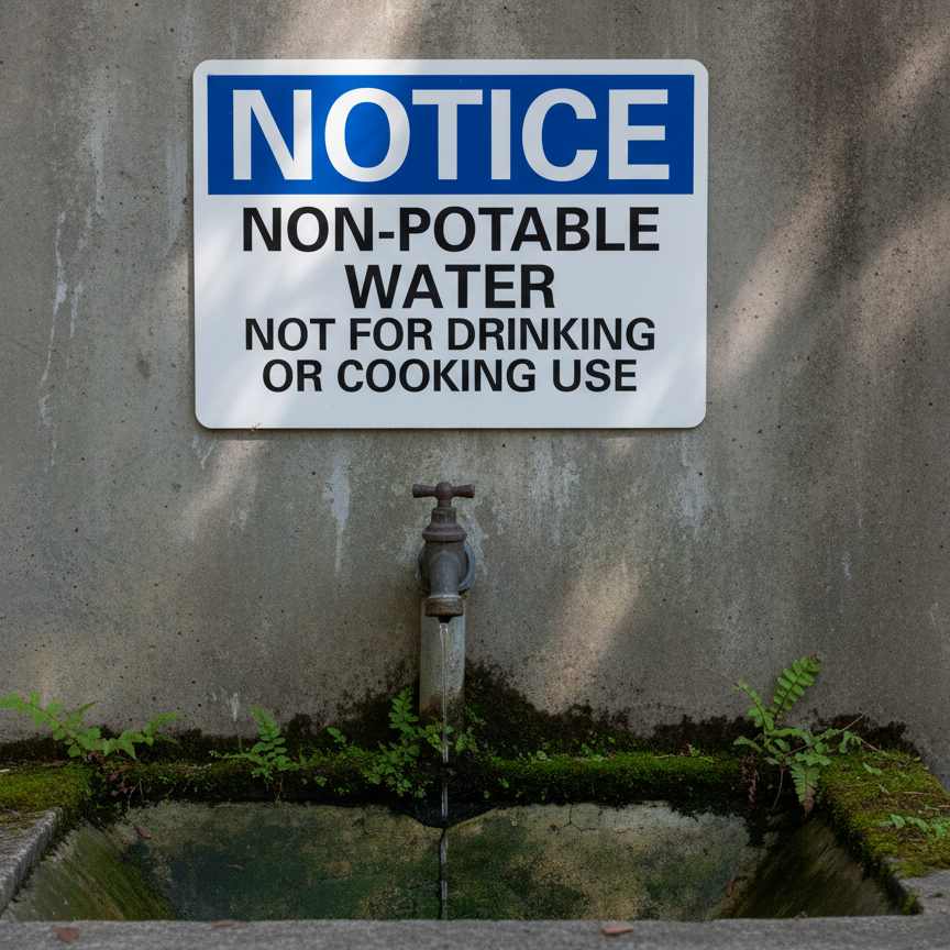Notice Non-Potable Wate Not For Drinking Or