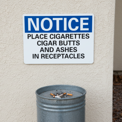 Notice Place Cigarettes Cigar Butts And Ashes