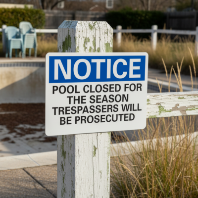 Notice Pool Closed For The Season Trespassers