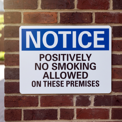 Notice Positively No Smoking Allowed On These