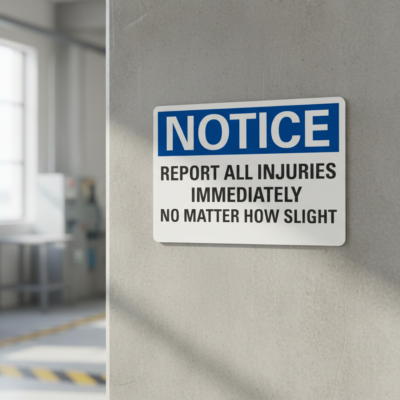 Notice Report All Injuries Immediately No Matter