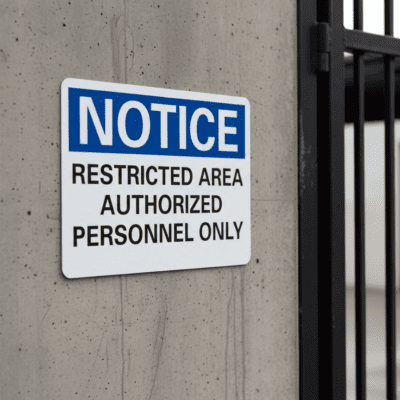 Notice Restricted Area Authorized Personnel Only