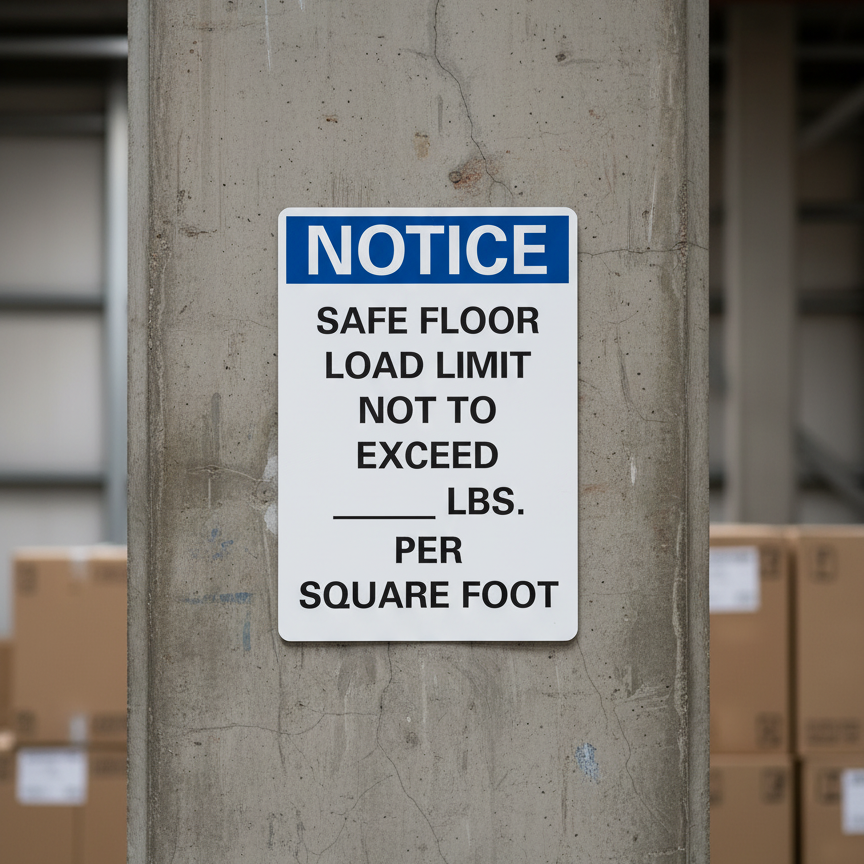 Notice Safe Floor Load Limit Not To Exceed ___
