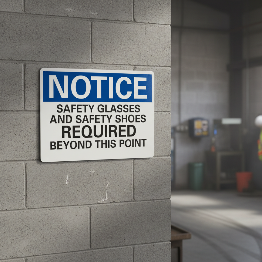 Notice Safety Glasses And Safety Shoes Required - Image 2
