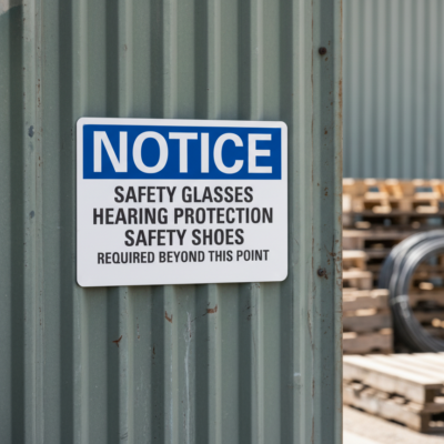 Notice Safety Glasses Hearing Protection Safety