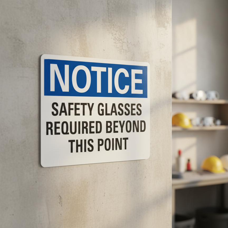 Notice Safety Glasses Required Beyond This Point