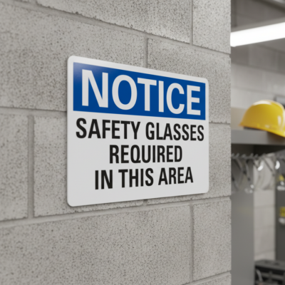 Notice Safety Glasses Required In This Area