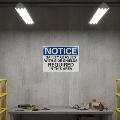 Notice Safety Glasses With Side Shields Required
