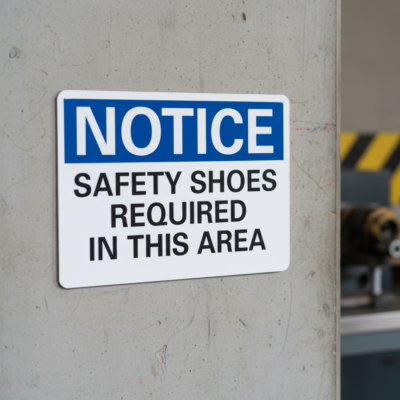 Notice Safety Shoes Required In This Area