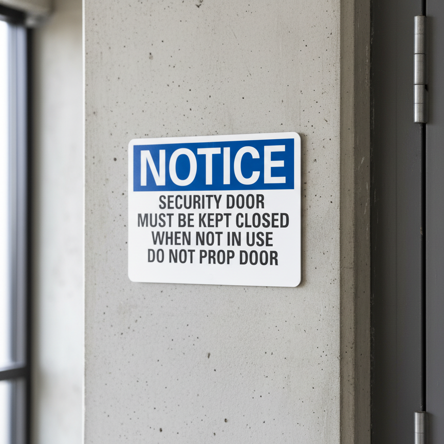 Notice Security Door Must Be Kept Closed When