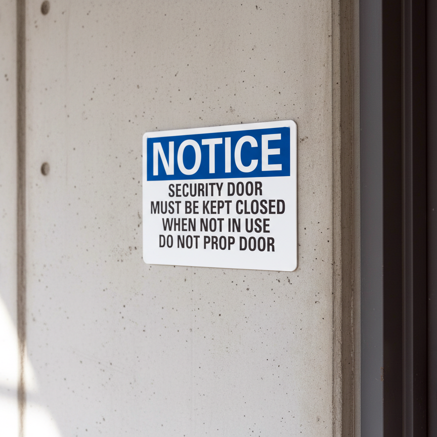 Notice Security Door Must Be Kept Closed When - Image 2