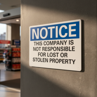 Notice This Company Is Not Responsible For Lost