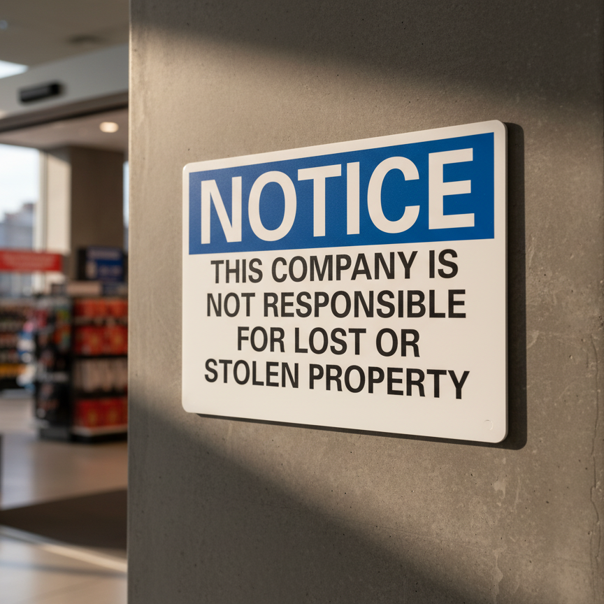 Notice This Company Is Not Responsible For Lost