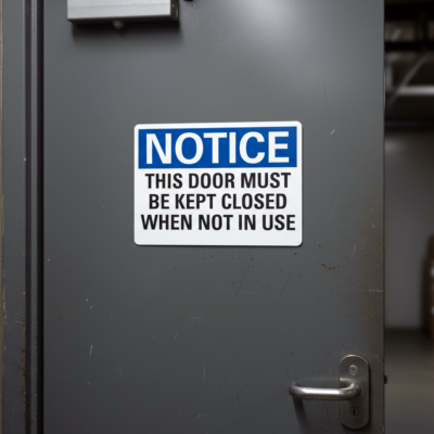 Notice This Door Must Be Kept Closed When