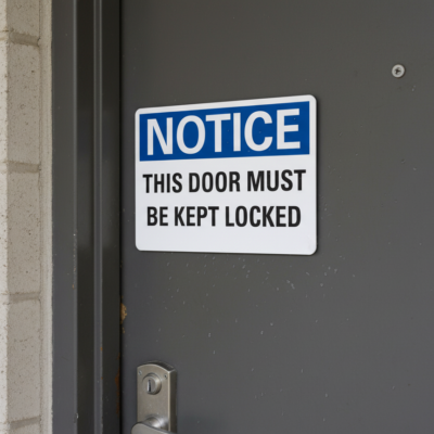 Notice This Door Must Be Kept Locked
